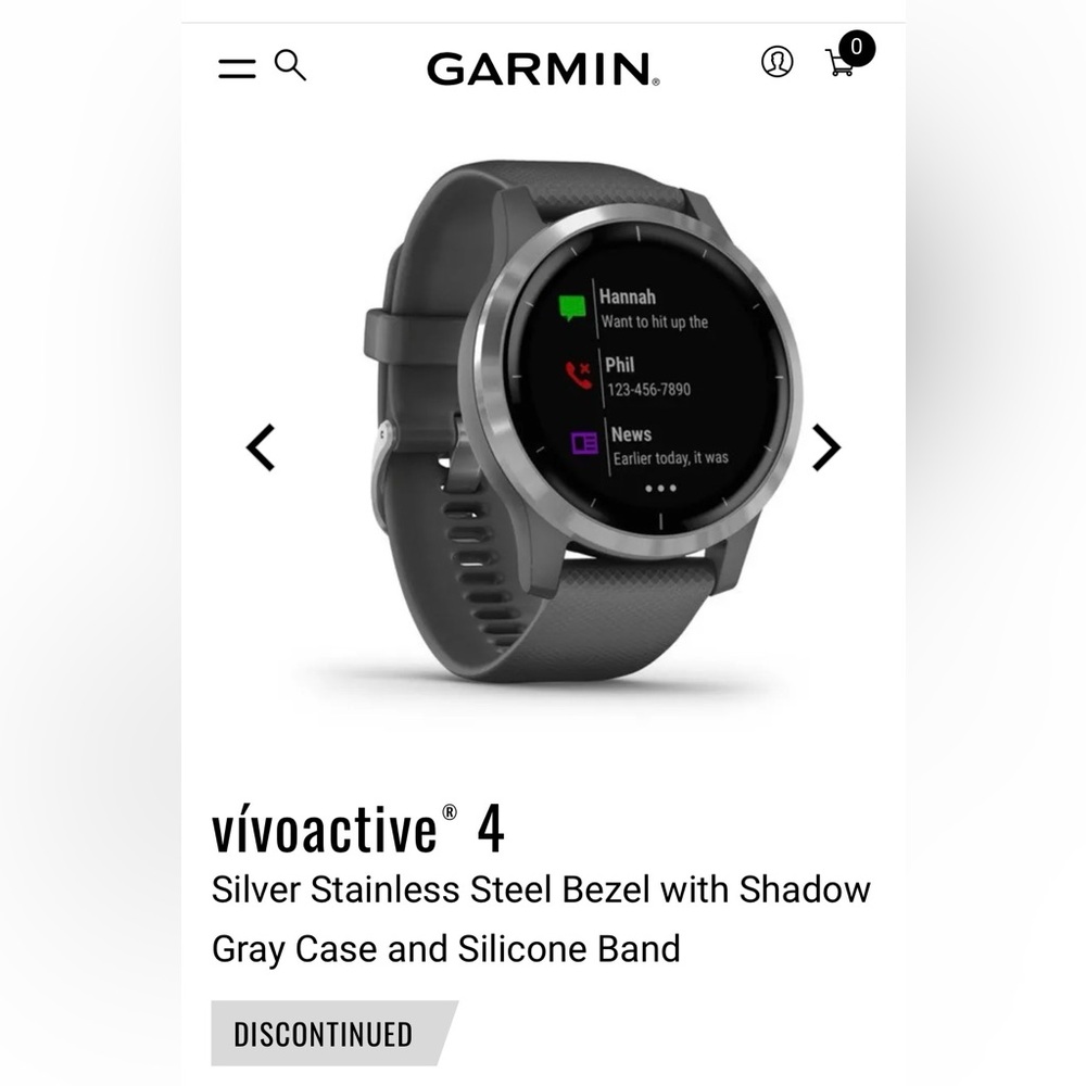 Garmin vívoactive 4 Smartwatch - Silver Bezel with Silicone Gray Band - Picture 2 of 8